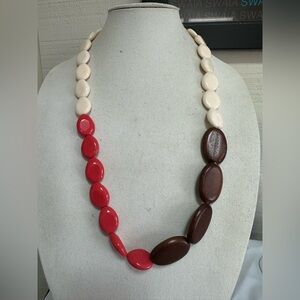Long abstract vibe bean shaped bead necklace